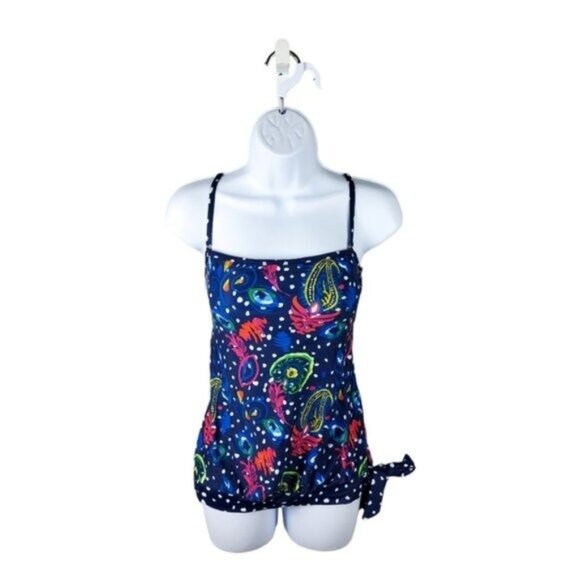 Wenly Zeng Paisley Two Piece Swimsuit with Shorts Blue Sizes Small and XL - Picture 5 of 8